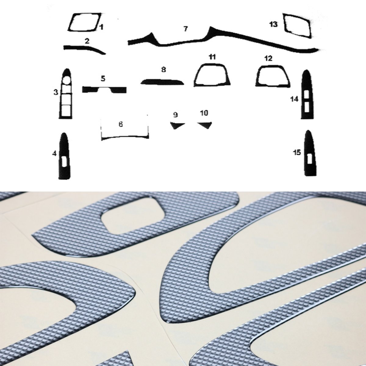 Kia Sportage Dashboard Kit - Omac - 15 Pcs. - Carbon - '11-'16